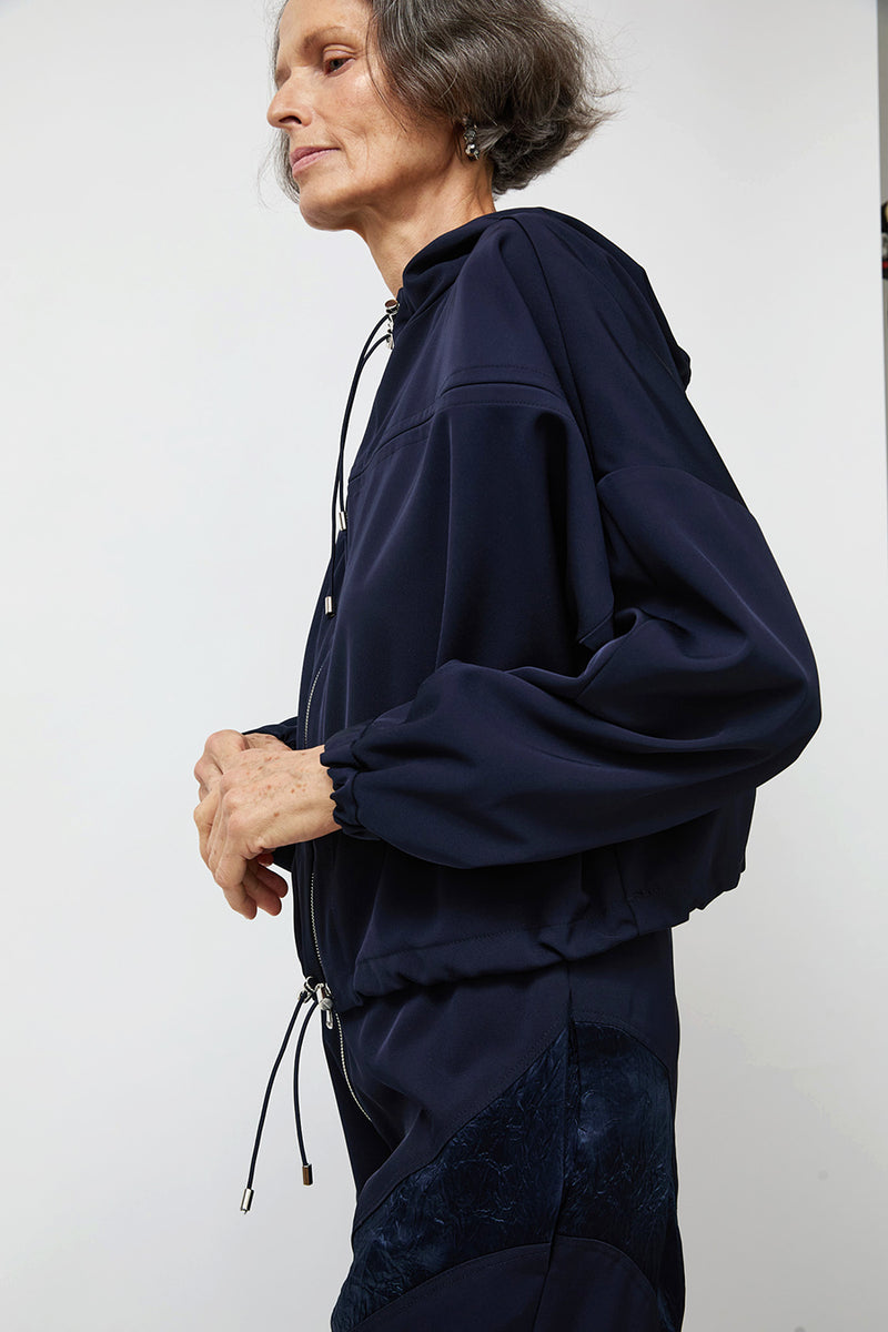 NOMIA Gathered Yoke Zip Jacket in Midnight