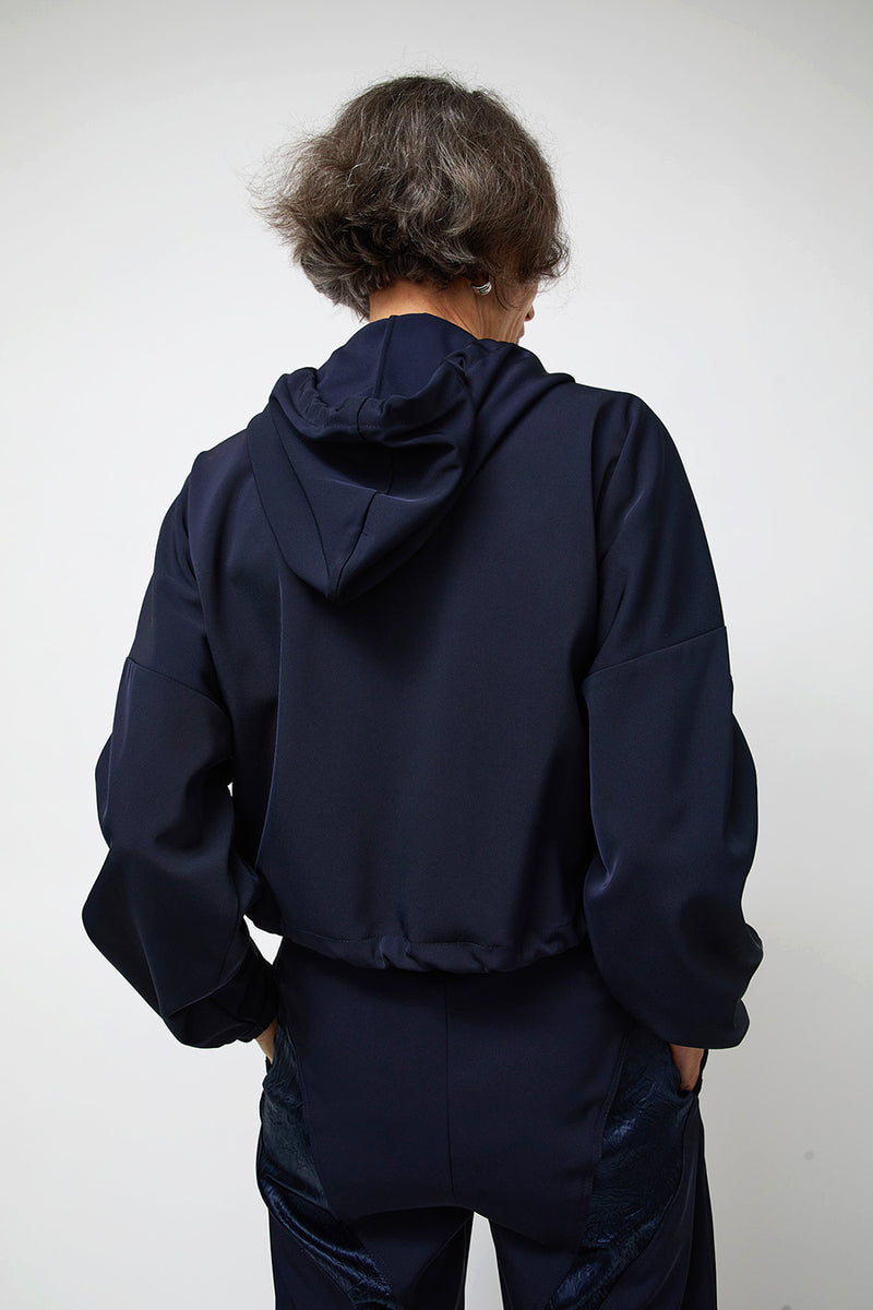 NOMIA Gathered Yoke Zip Jacket in Midnight