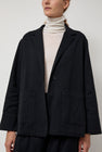 NYMANE Drapey Blazer in Black Warp and Indigo Weft