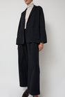 NYMANE Drapey Blazer in Black Warp and Indigo Weft