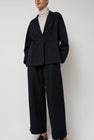 NYMANE Drapey Blazer in Black Warp and Indigo Weft