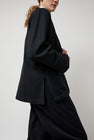 NYMANE Drapey Blazer in Black Warp and Indigo Weft