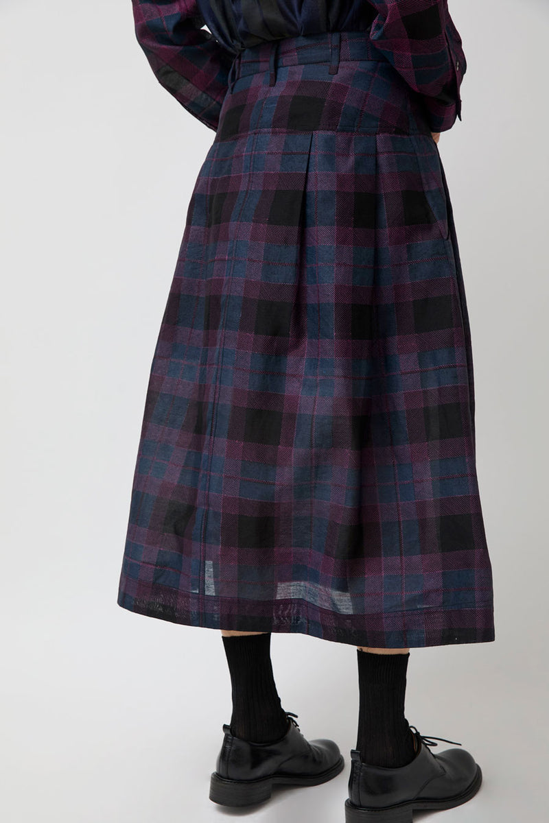 NYMANE Utility Skirt in Black Violet Plaid