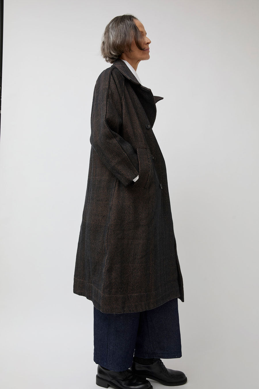 NYMANE Vasa Coat in Handwoven Herringbone