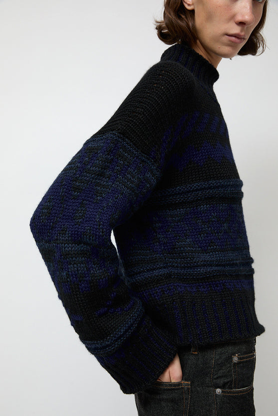 NYMANE Nadia Sweater in Black and Blue