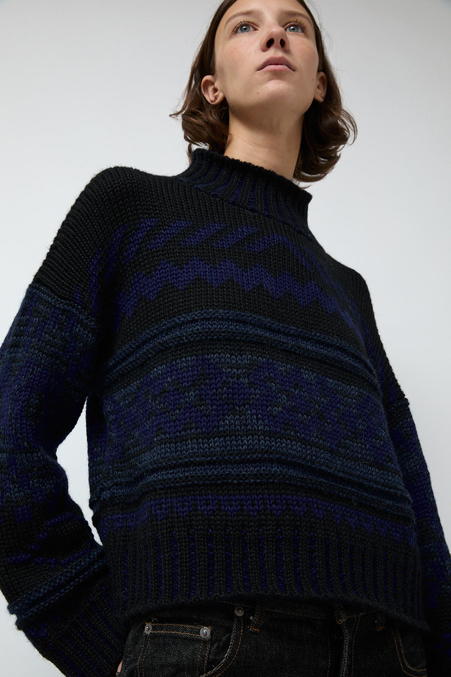 NYMANE Nadia Sweater in Black and Blue