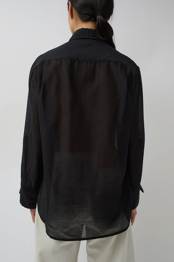 NYMANE Pleated Hutton Shirt in Black