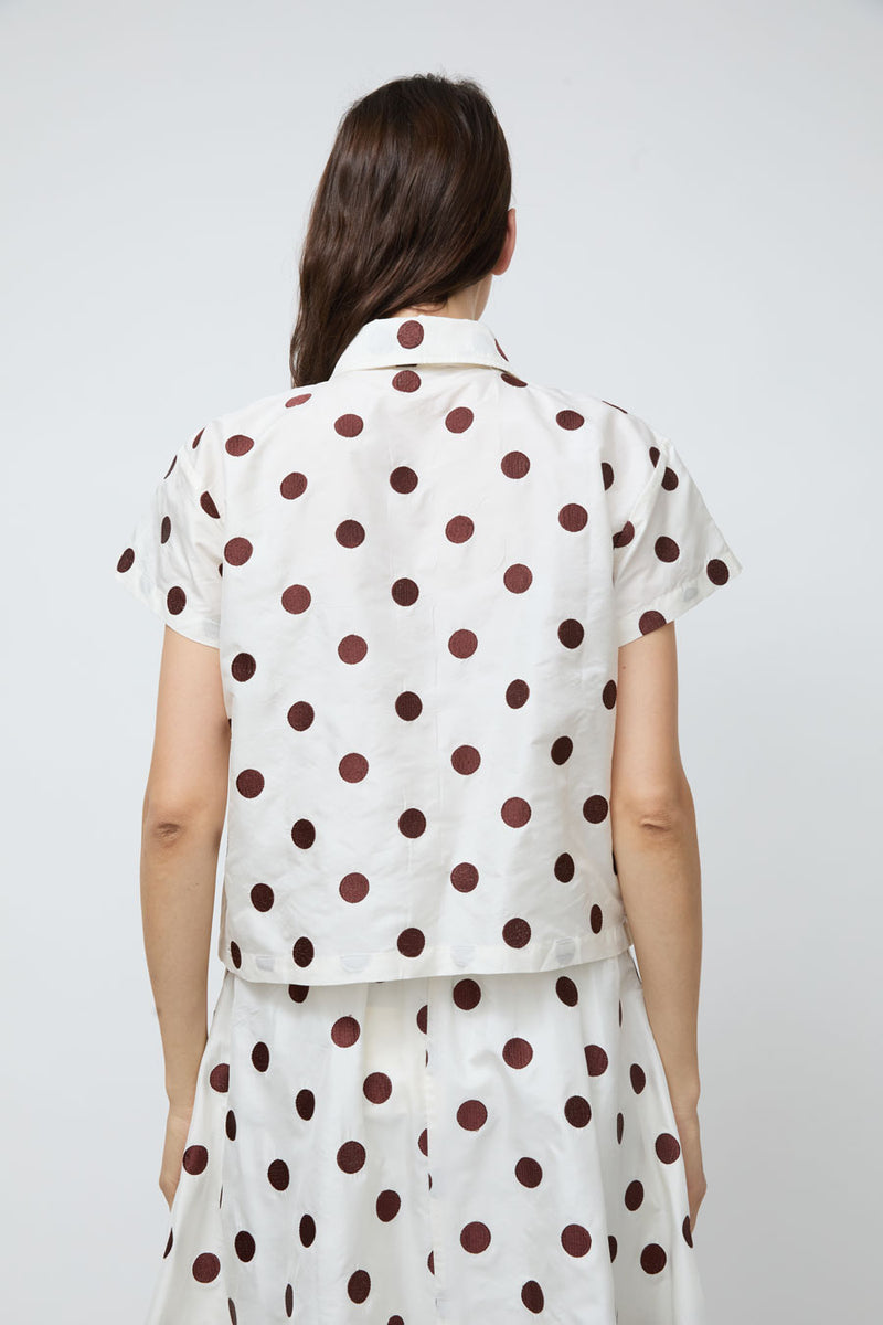 Nikki Chasin Corso Embroidered Top in Caffe Dot
