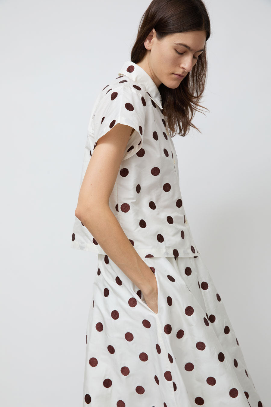 Nikki Chasin Corso Embroidered Top in Caffe Dot