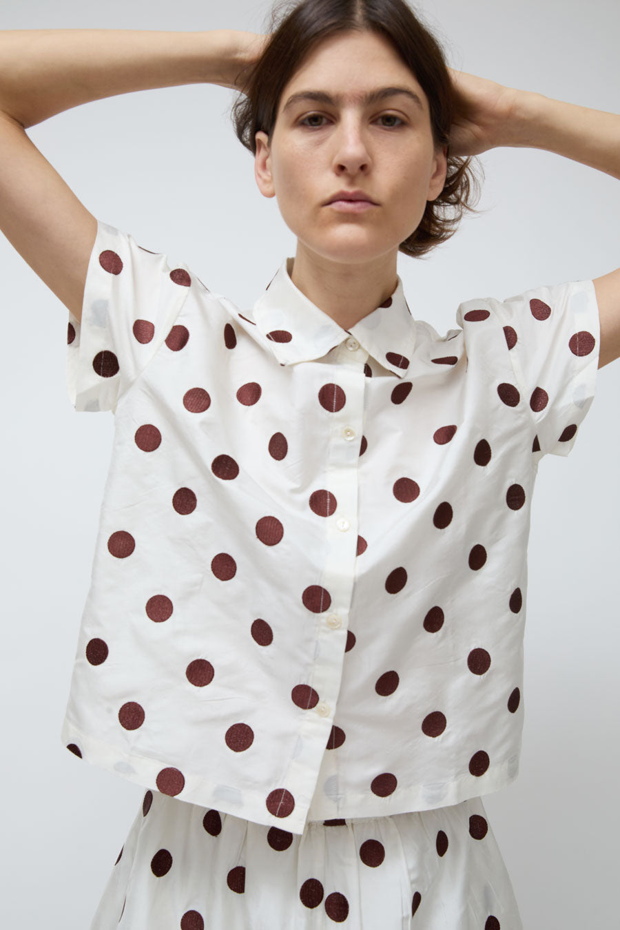 Nikki Chasin Corso Embroidered Top in Caffe Dot