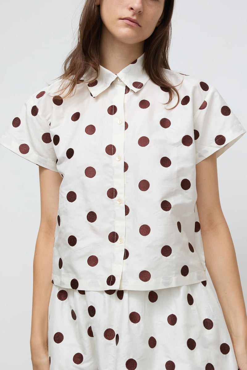 Nikki Chasin Corso Embroidered Top in Caffe Dot