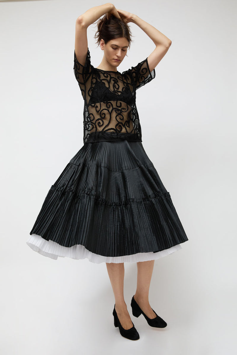 Nikki Chasin Rafa Embroidered Net Top in Black