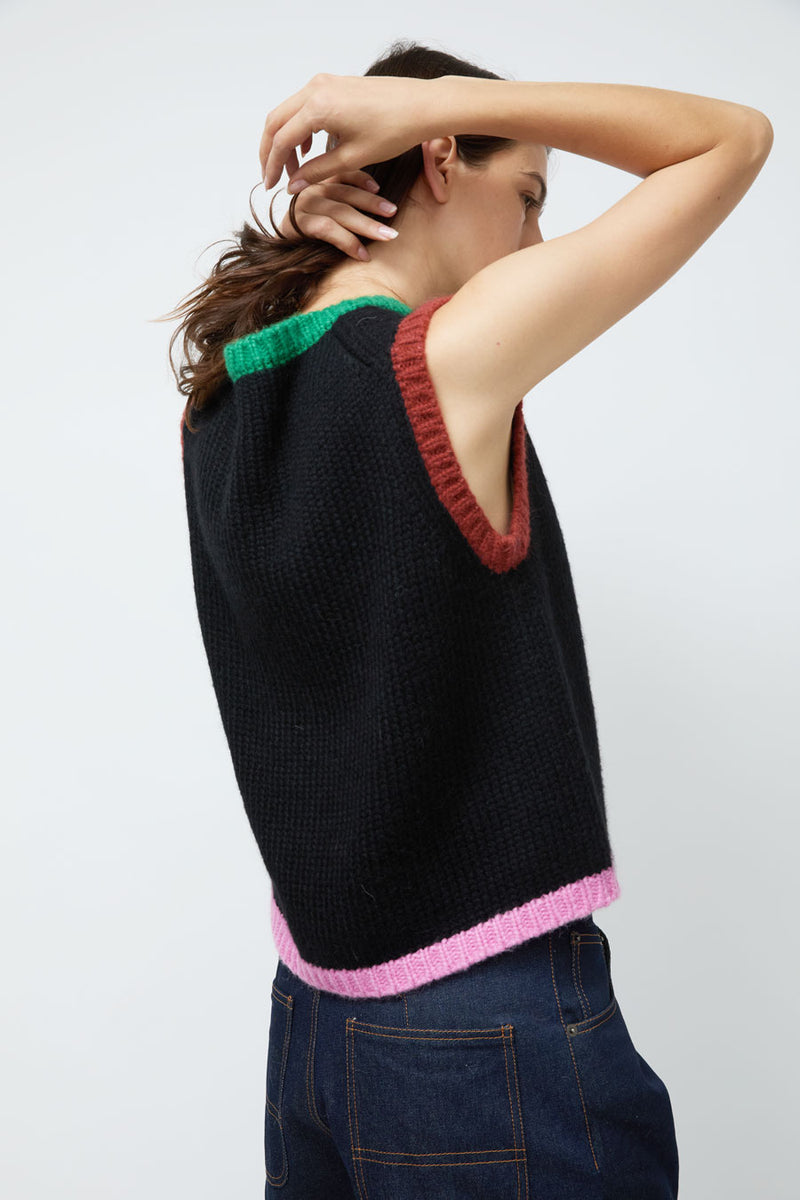 Nikki Chasin Sabine Colorblock Vest in Black Multi