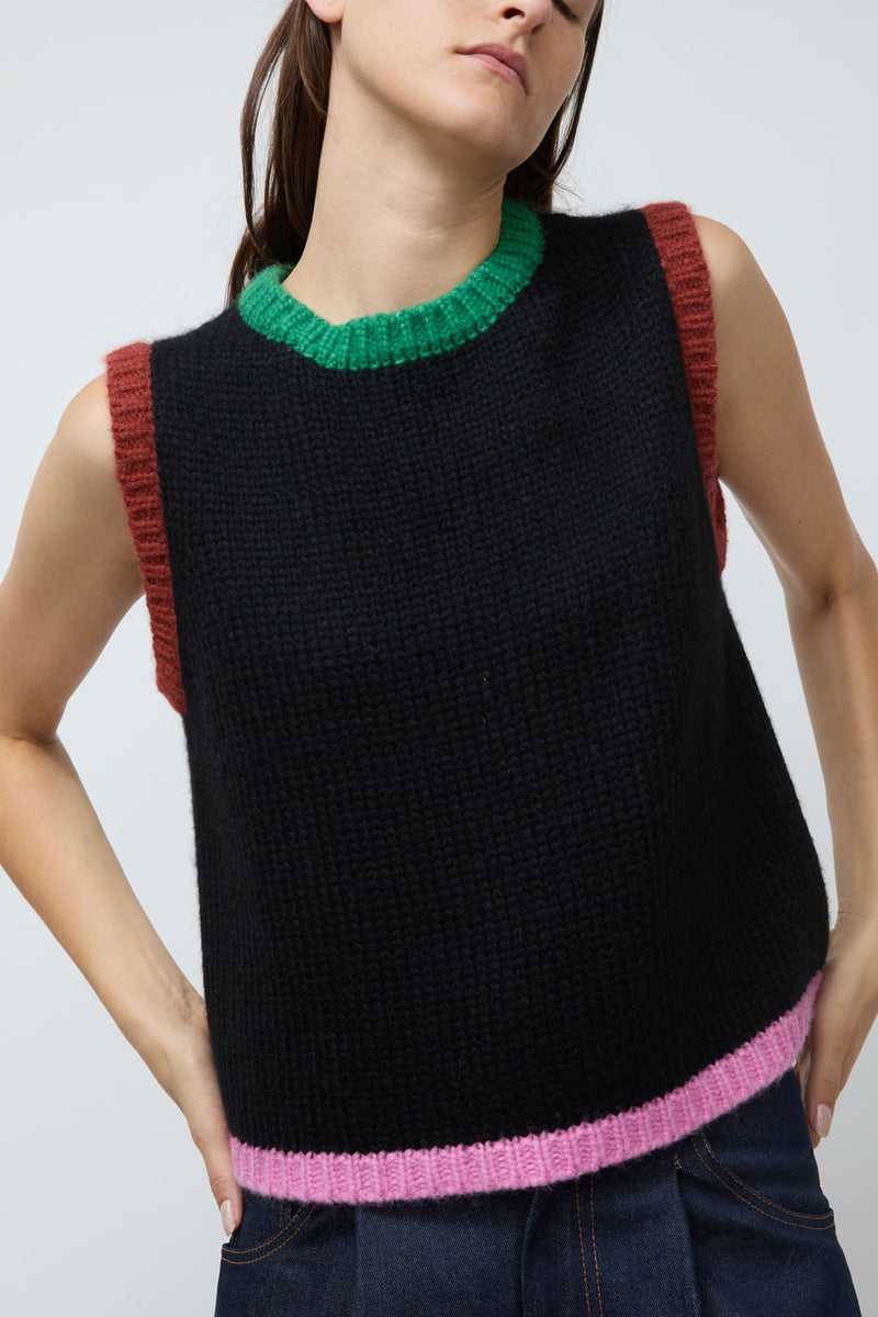 Nikki Chasin Sabine Colorblock Vest in Black Multi