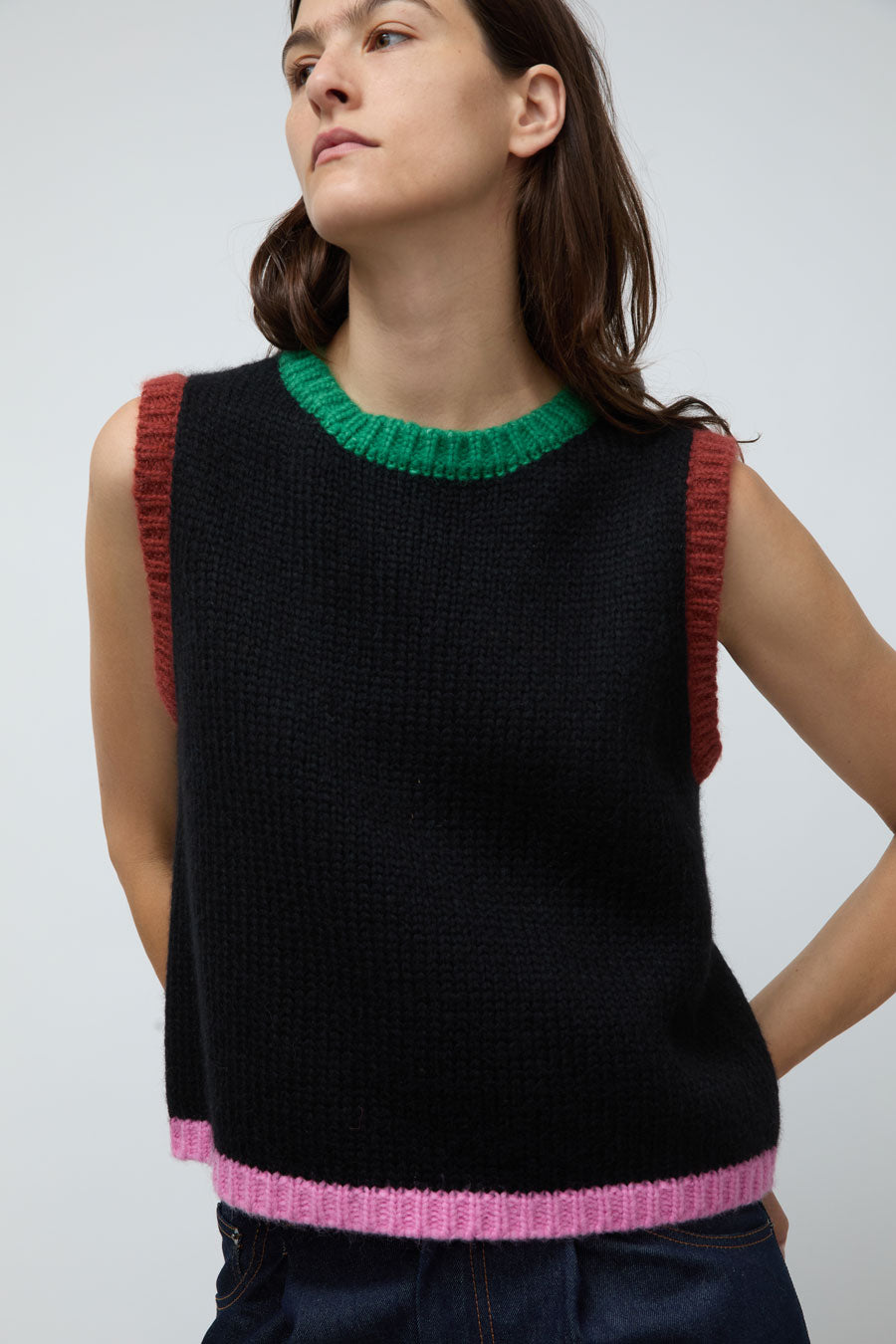 Nikki Chasin Sabine Colorblock Vest in Black Multi