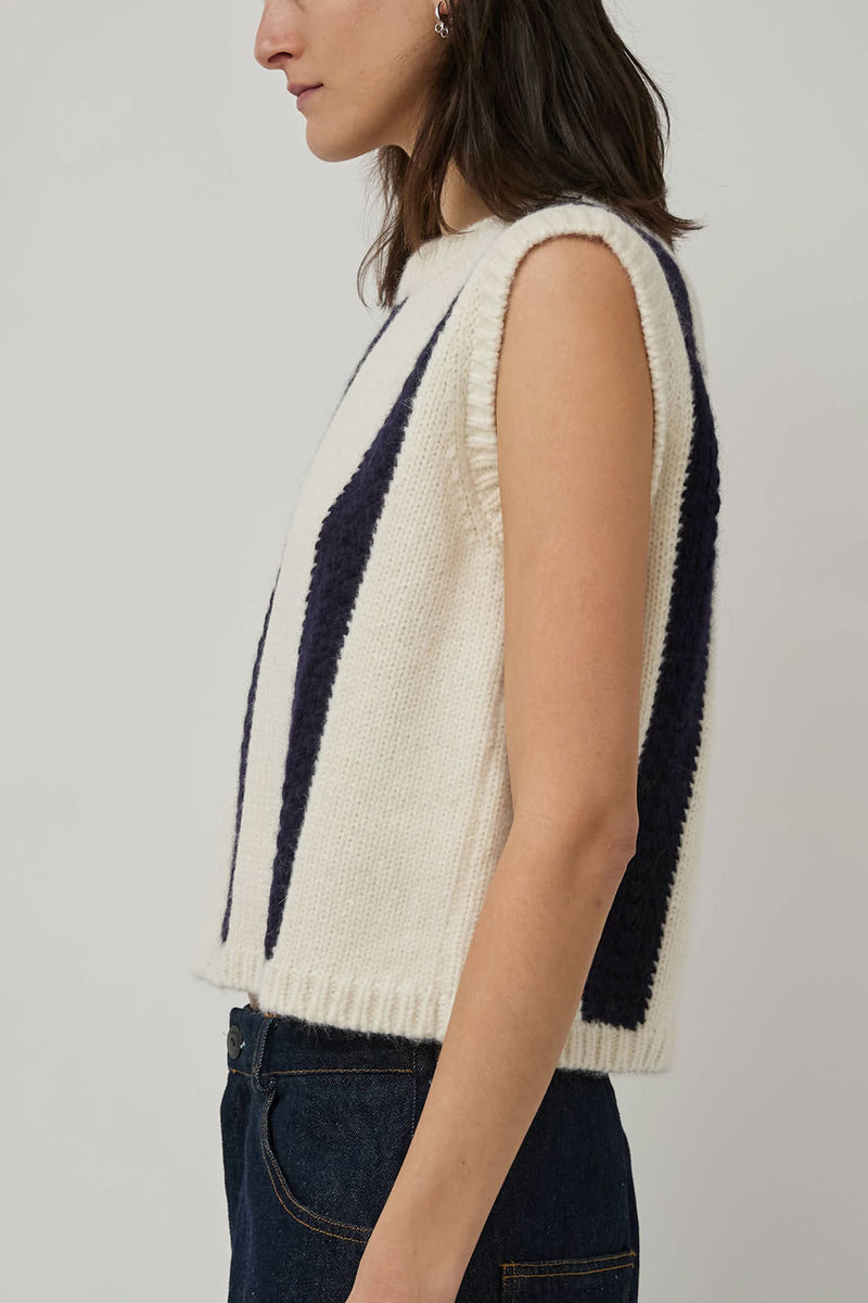 Nikki Chasin Sabine Striped Vest in Ivory and Navy