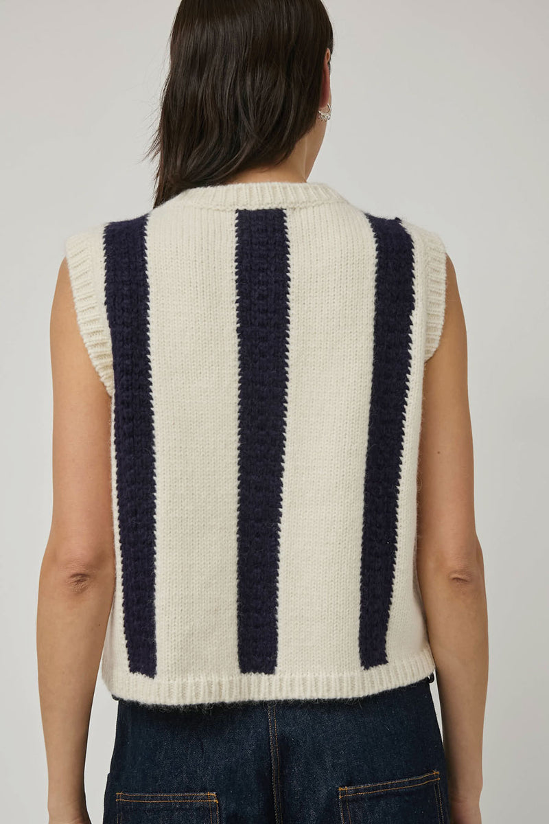 Nikki Chasin Sabine Striped Vest in Ivory and Navy