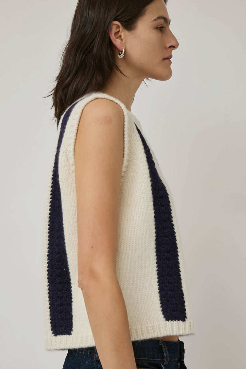 Nikki Chasin Sabine Striped Vest in Ivory and Navy
