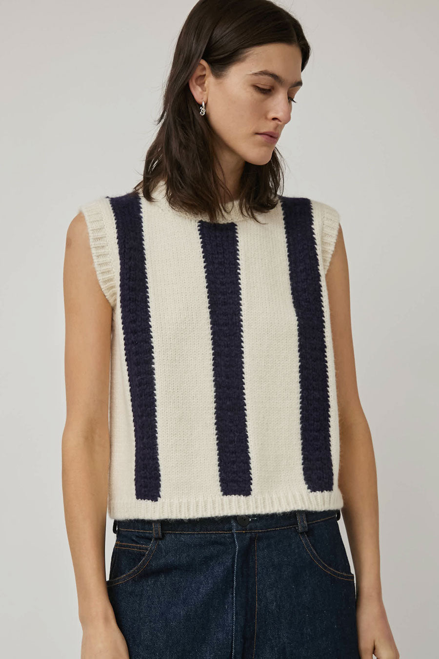 Nikki Chasin Sabine Striped Vest in Ivory and Navy