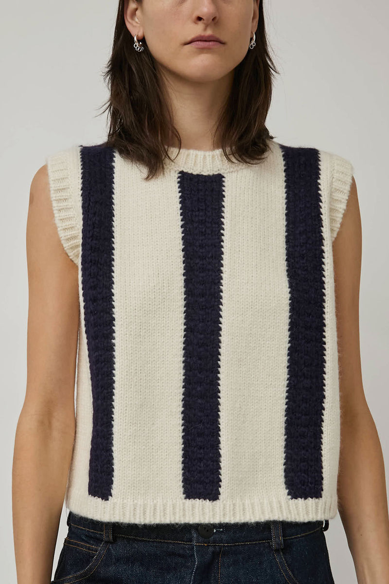 Nikki Chasin Sabine Striped Vest in Ivory and Navy