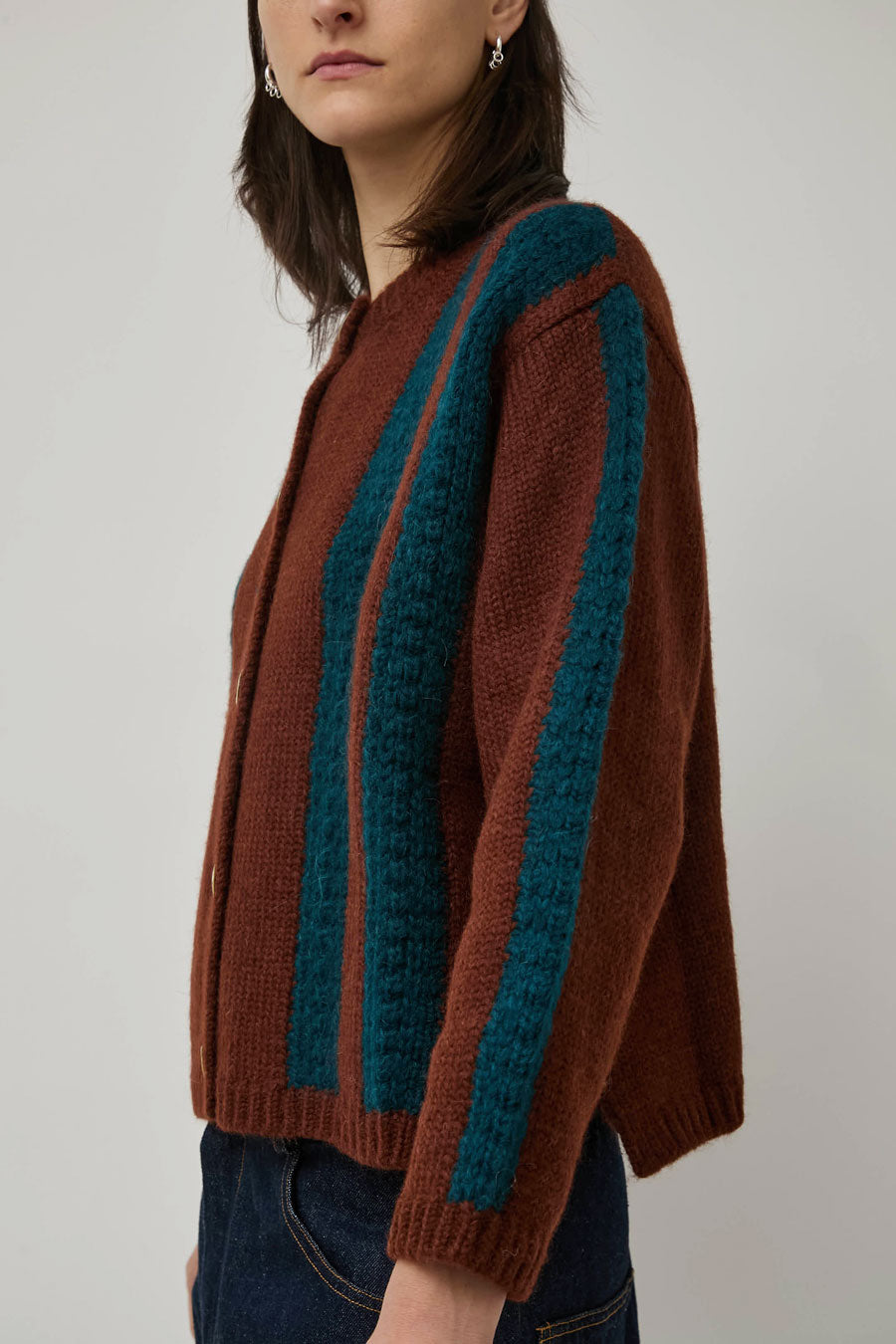 Nikki Chasin Sheba Striped Cardigan in Hickory and Ocean