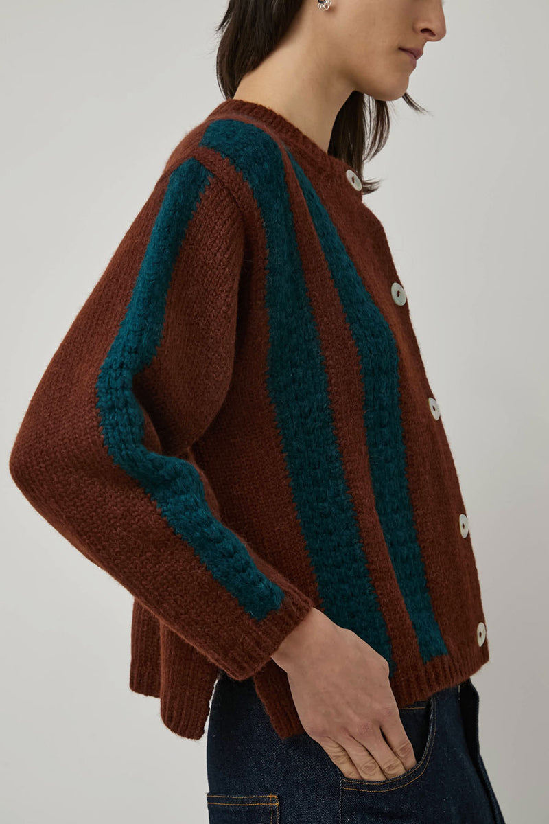 Nikki Chasin Sheba Striped Cardigan in Hickory and Ocean