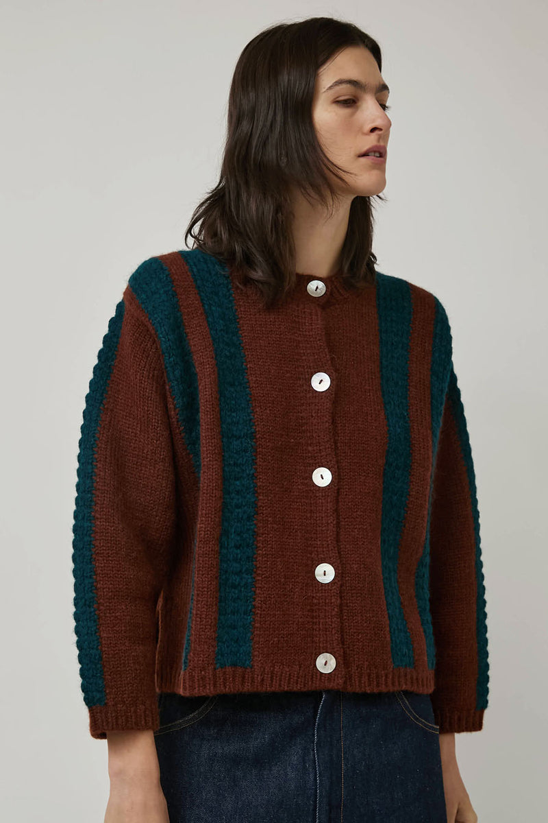 Nikki Chasin Sheba Striped Cardigan in Hickory and Ocean