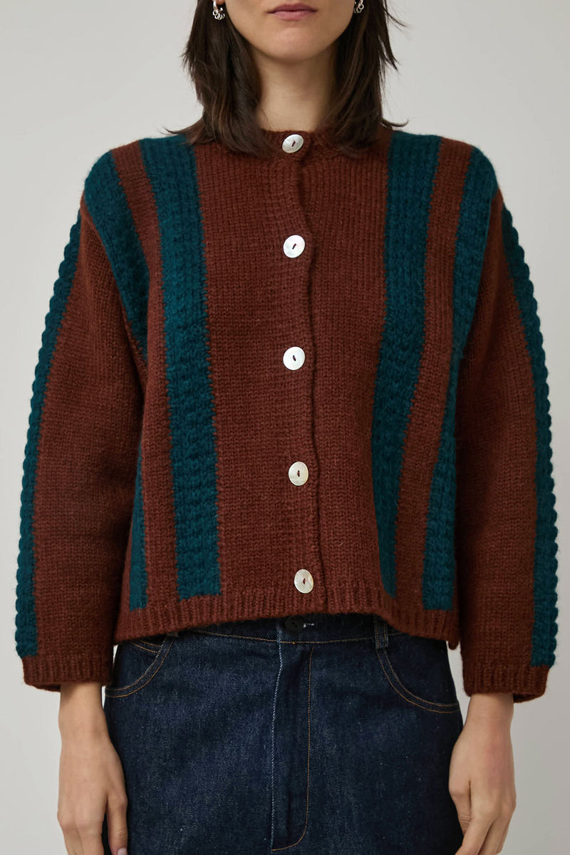 Nikki Chasin Sheba Striped Cardigan in Hickory and Ocean