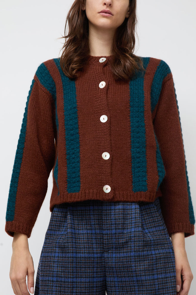 Nikki Chasin Sheba Striped Cardigan in Hickory and Ocean