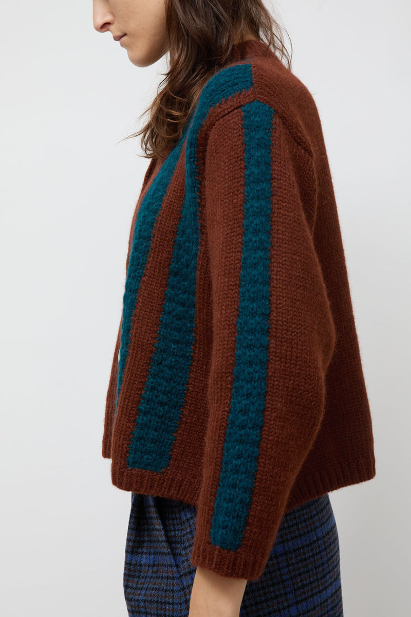 Nikki Chasin Sheba Striped Cardigan in Hickory and Ocean
