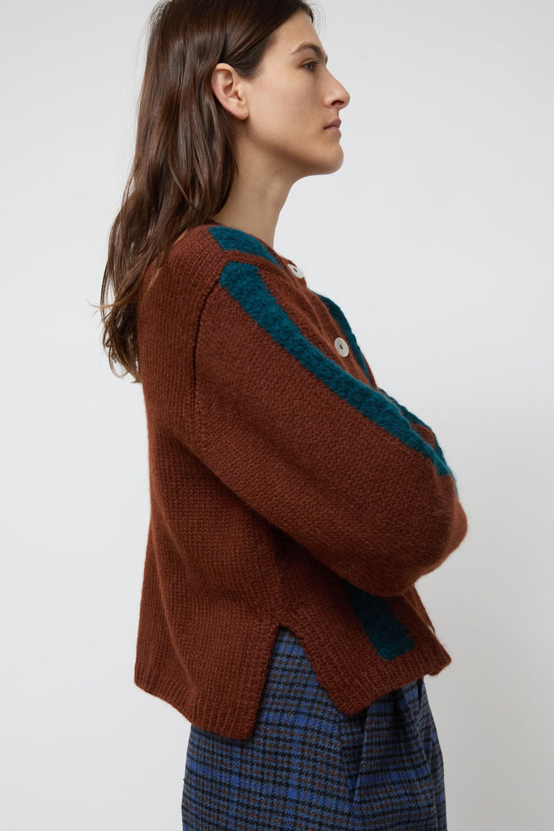 Nikki Chasin Sheba Striped Cardigan in Hickory and Ocean