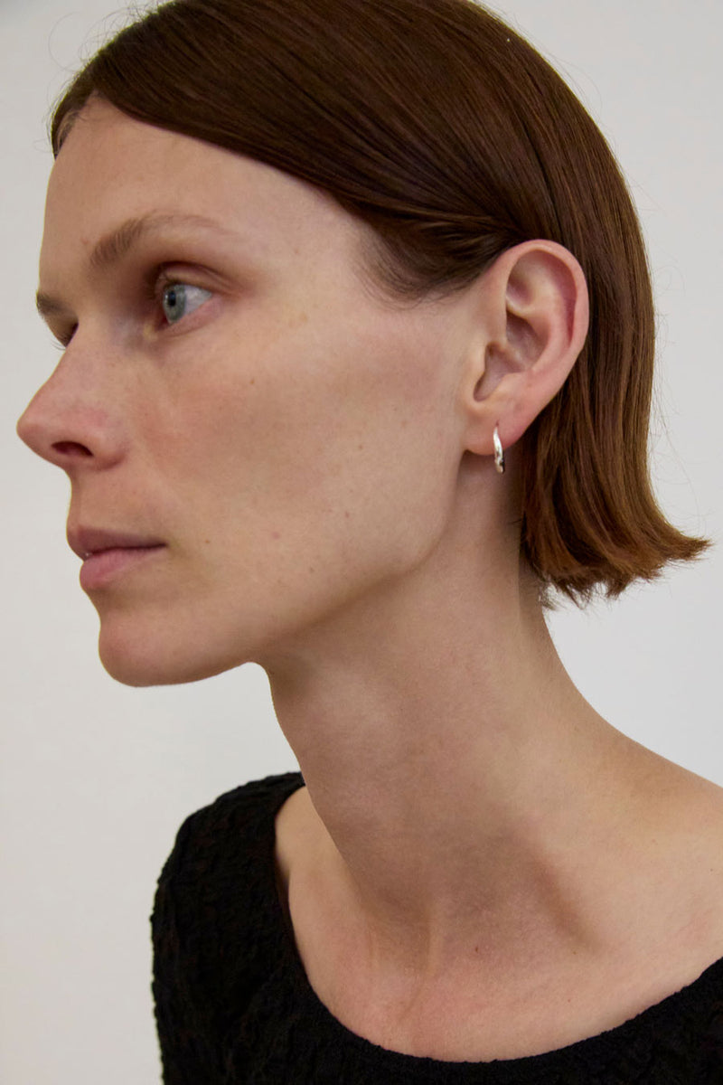 Nina Gordon Ventee Hoops in Silver