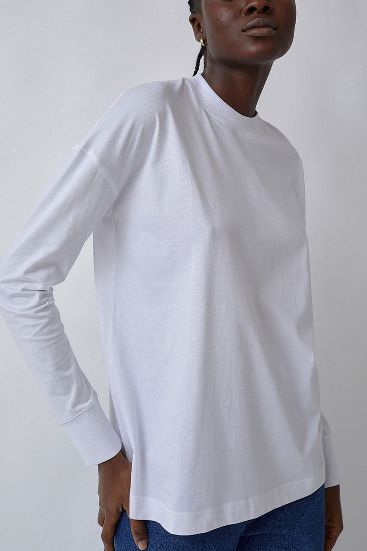 Ninety Percent Camilo Long Sleeve Top in White