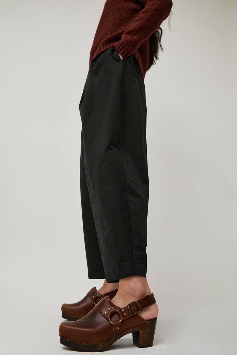 No.6 Arlo Clog on Square Toe Mid Heel in Chestnut on Cocoa Base