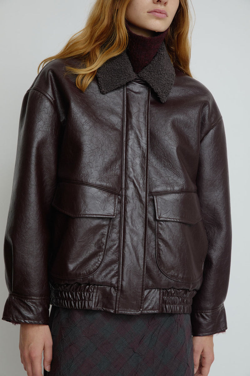 No.6 Connor Jacket in Bordeaux Sherpa