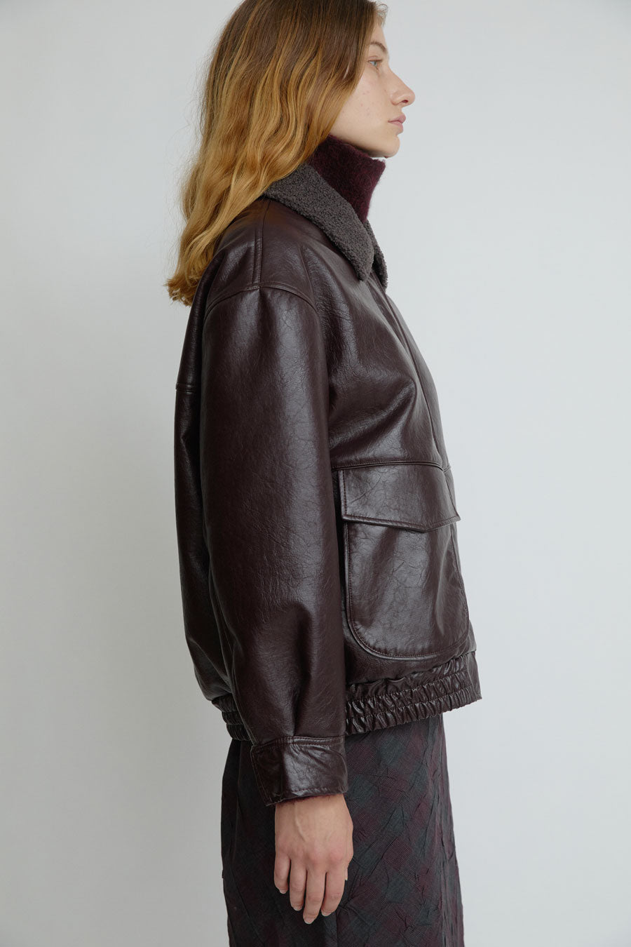 No.6 Connor Jacket in Bordeaux Sherpa