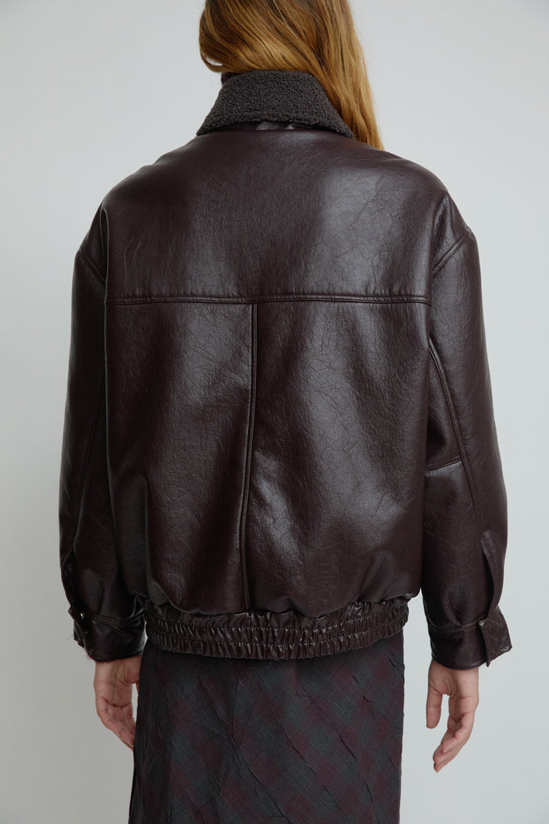No.6 Connor Jacket in Bordeaux Sherpa
