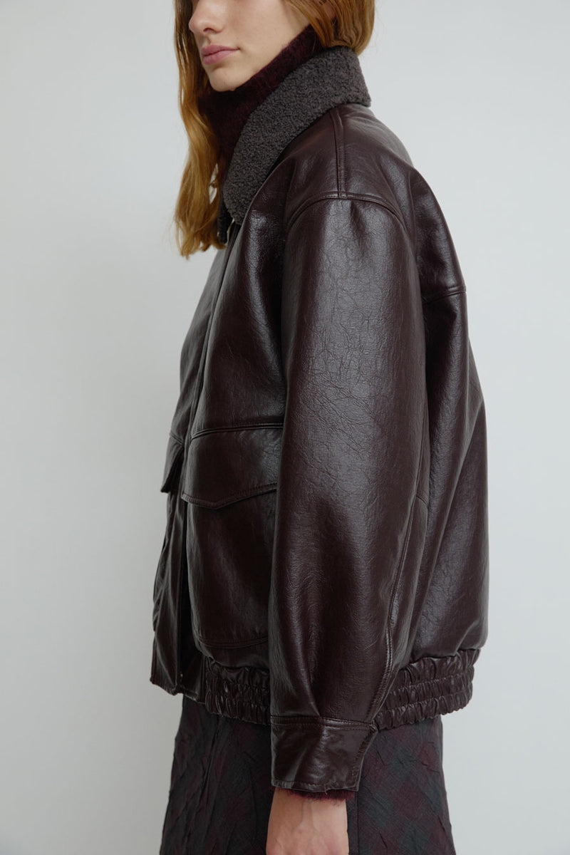 No.6 Connor Jacket in Bordeaux Sherpa