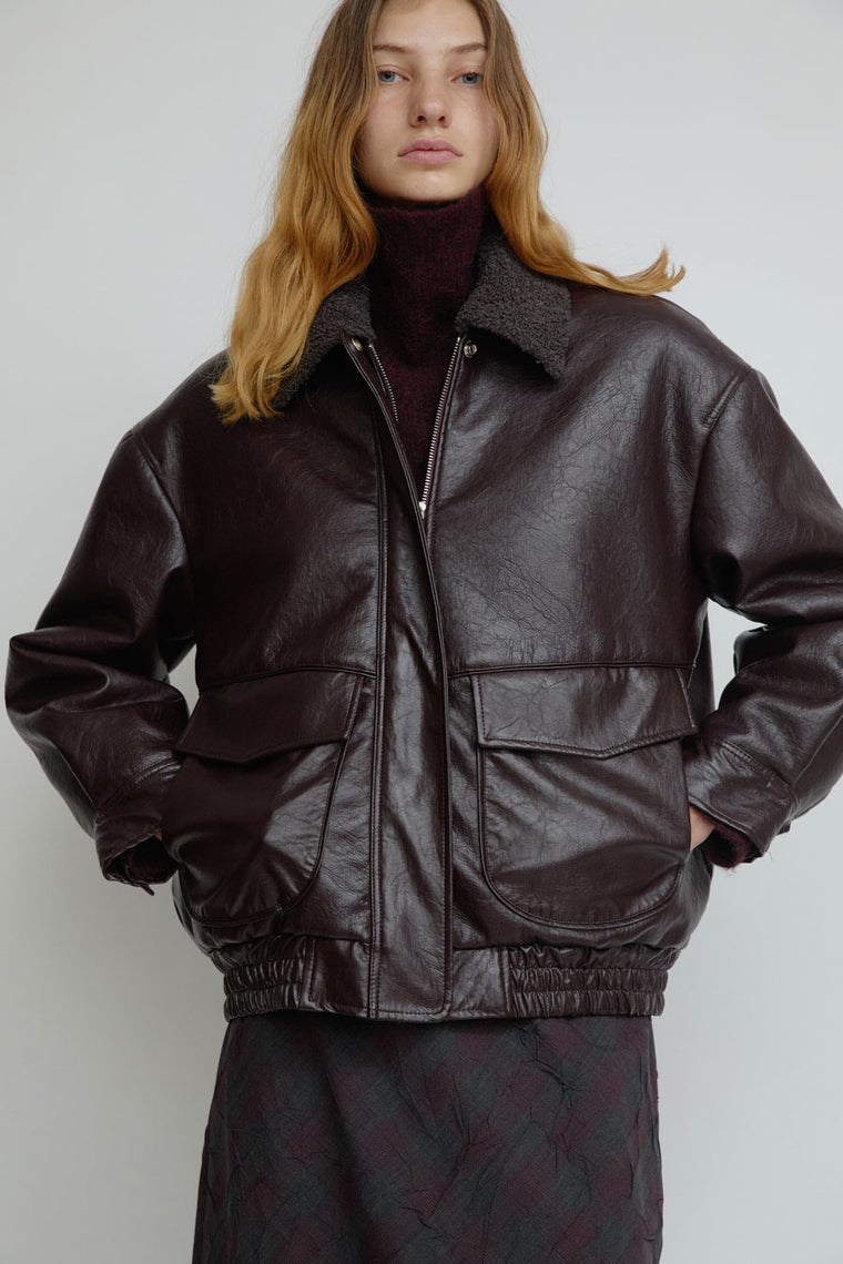 No.6 Connor Jacket in Bordeaux Sherpa