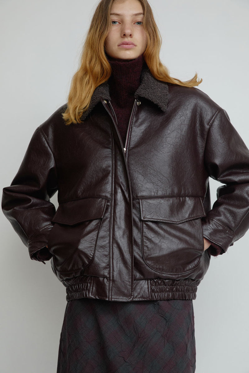 No.6 Connor Jacket in Bordeaux Sherpa