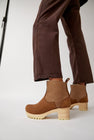 No.6 5" Pull On Shearling Clog Boot on Mid Tread in Honey Aviator on White Base