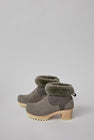 No.6 5" Pull On Shearling Clog Boot on Mid Tread in Smoke Suede on White Base