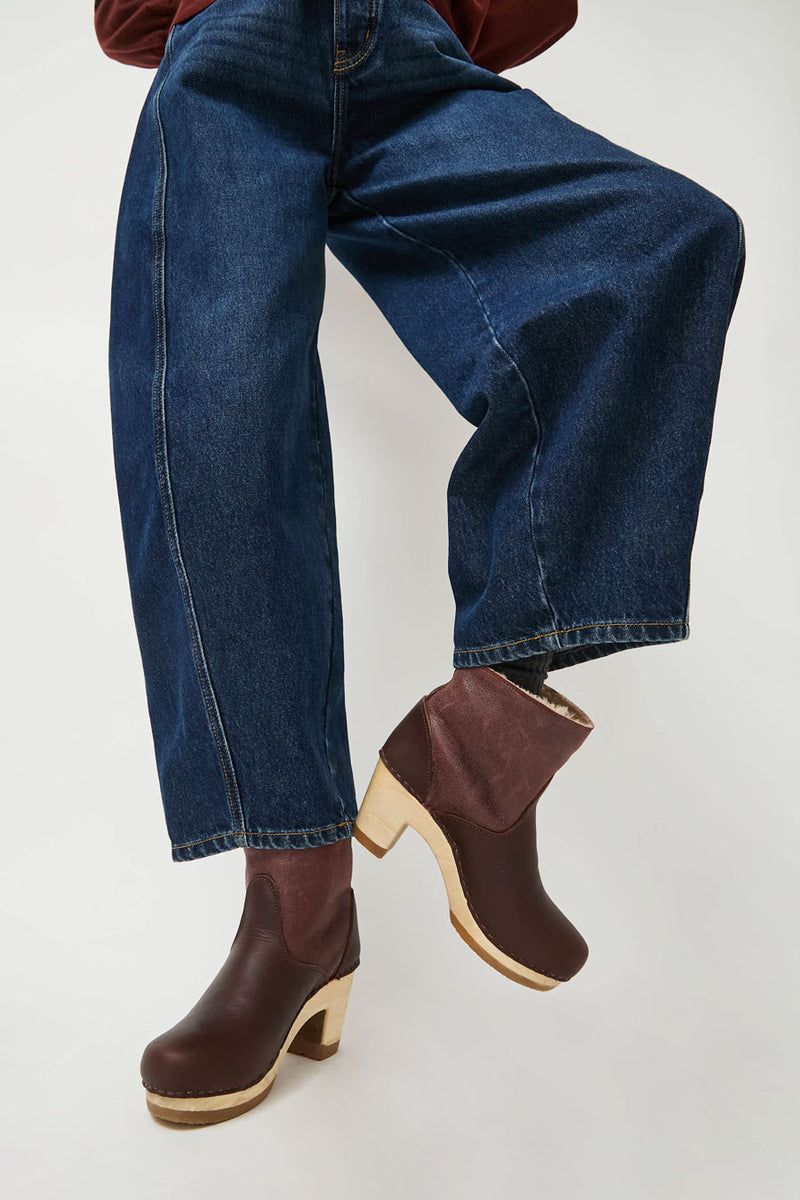 No.6 5" Pull on Shearling Clog Boot on High Heel in Spitfire