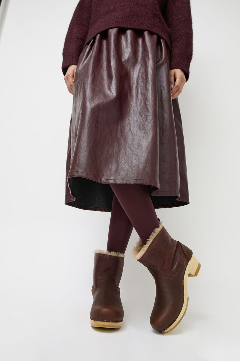 No.6 5" Pull on Shearling Clog Boot on Mid Heel in Spitfire