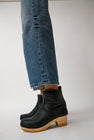 No.6 5" Pull On Shearling Clog Boot on Mid Heel in Ink Aviator