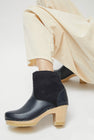 No.6 5" Pull on Shearling Clog Boot on High Heel in Navy and Night