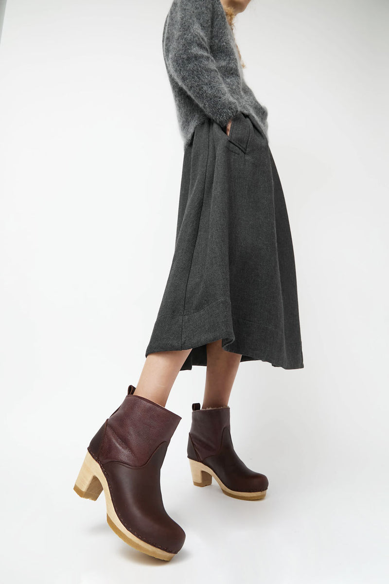No.6 5" Pull on Shearling Clog Boot on High Heel in Spitfire