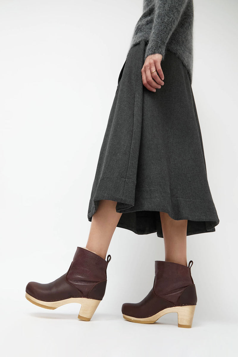 No.6 5" Pull on Shearling Clog Boot on High Heel in Spitfire
