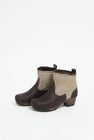 No.6 5" Pull on Shearling Clog Boot on Mid Heel in Spice and Fudge on Cocoa Base