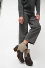 No.6 5" Pull on Shearling Clog Boot on Mid Heel in Spice and Fudge on Cocoa Base